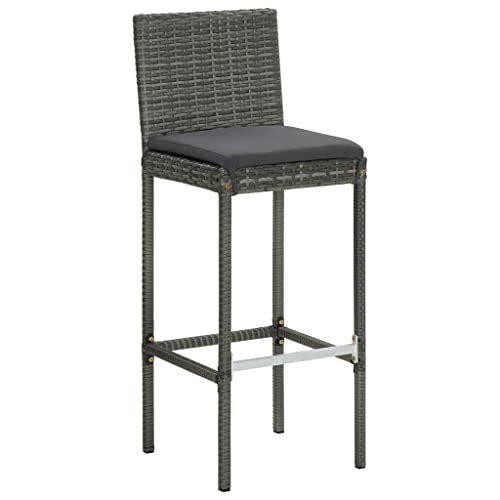 HETFTJN Bistrostühle Gartenstühle Gartensessel Gartenmöbel - Garten-Barhocker mit Kissen 4 STK. Grau Poly Rattan für Terrasse Campingplatz Bar Garten HETFTJN Bistrostühle Gartenstühle Gartensessel Gartenmöbel - Garten-Barhocker mit Kissen 4 STK. Grau Poly Rattan für Terrasse Campingplatz Bar Garten von HETFTJN