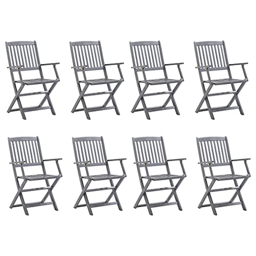 HETFTJN Bistrostuhl Outdoor Gartenstühle Gartensessel Balkon Möbel - Klappbare Gartenstühle 8 STK. mit Kissen Massivholz Akazie für Garten Campingplatz Pool Outdoor von HETFTJN