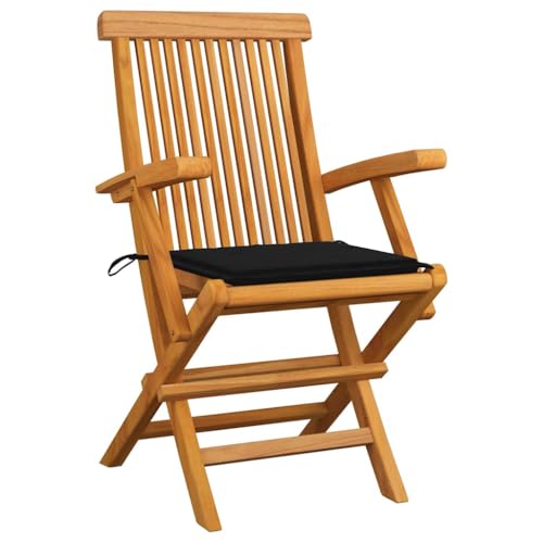 HETFTJN Bistrostuhl Outdoor Gartenstühle Strandstuhl Balkonstuhl - Gartenstühle mit Schwarzen Kissen 3 STK. Massivholz Teak für Terrasse Bar Balkon Outdoor HETFTJN Bistrostuhl Outdoor Gartenstühle Strandstuhl Balkonstuhl - Gartenstühle mit Schwarzen Kissen 3 STK. Massivholz Teak für Terrasse Bar Balkon Outdoor von HETFTJN