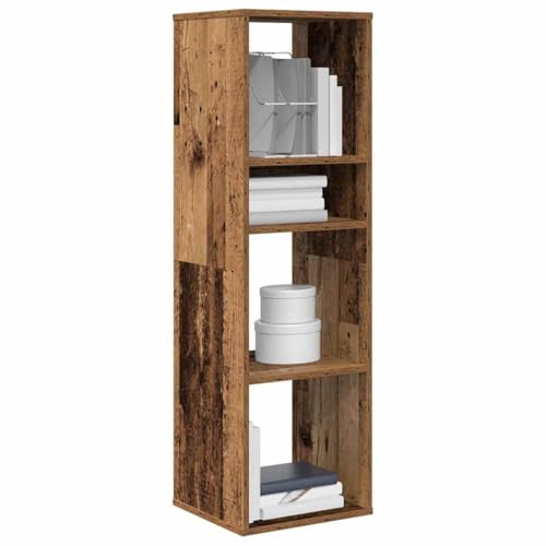 HETFTJN Bücherregal Altholz Optik 34x31x112 cm Holzwerkstoff Schmaler Hochschrank mit Deko Ablage für Wohnzimmer Büro und Balkon von HETFTJN