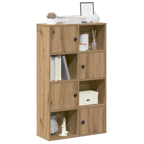 HETFTJN Bücherregal Artisan Eiche 60x24x101,5 cm Holzwerkstoff Schrank mit Türen Flexibler Einbau Stilvolles Möbel für Wohnzimmer Büro und Flur von HETFTJN