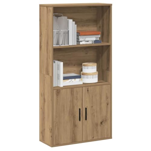 HETFTJN Bücherregal Artisan Eiche 60x24x120 cm Holzwerkstoff Schrank mit Türen und Einlegeböden für Wohnzimmer Büro und Flur von HETFTJN