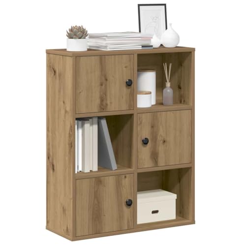 HETFTJN Bücherregal Artisan Eiche 60x24x76,5 cm Holzwerkstoff Schrank mit Tür Flexibler Einbau Stilvolles Design für Wohnzimmer Büro und Flur von HETFTJN