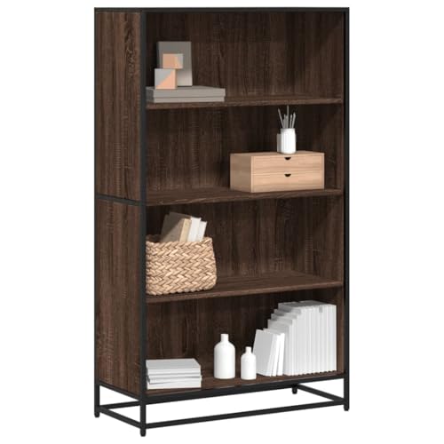 HETFTJN Bücherregal Braun Eichen-Optik 80,5x35x139 cm aus Holzwerkstoff und Metall mit 4 offenen Fächern Modernes Design Stabiles Regal für Wohnzimmer Schlafzimmer und Flur HETFTJN Bücherregal Braun Eichen-Optik 80,5x35x139 cm aus Holzwerkstoff und Metall mit 4 offenen Fächern Modernes Design Stabiles Regal für Wohnzimmer Schlafzimmer und Flur von HETFTJN