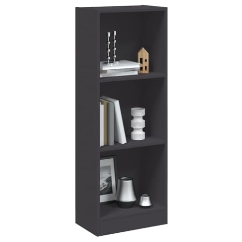 HETFTJN Bücherregal Grau 40x24x109 cm Modernes Design mit 3 offenen Ablagen aus Holzwerkstoff Stabil und Langlebig für Wohnzimmer Korridor HETFTJN Bücherregal Grau 40x24x109 cm Modernes Design mit 3 offenen Ablagen aus Holzwerkstoff Stabil und Langlebig für Wohnzimmer Korridor von HETFTJN