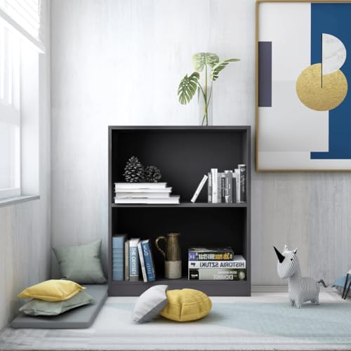 HETFTJN Bücherregal Grau 60x24x76 cm aus Holzwerkstoff mit 2 Fächern Stabiles Design für Wohnzimmer Büro und Flur HETFTJN Bücherregal Grau 60x24x76 cm aus Holzwerkstoff mit 2 Fächern Stabiles Design für Wohnzimmer Büro und Flur von HETFTJN