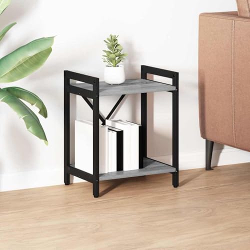 HETFTJN Bücherregal Grau Sonoma 40x30x48.5cm aus Holzwerkstoff mit Stahlelementen Industrielles Design offene Regale für Wohnzimmer und Arbeitszimmer HETFTJN Bücherregal Grau Sonoma 40x30x48.5cm aus Holzwerkstoff mit Stahlelementen Industrielles Design offene Regale für Wohnzimmer und Arbeitszimmer von HETFTJN