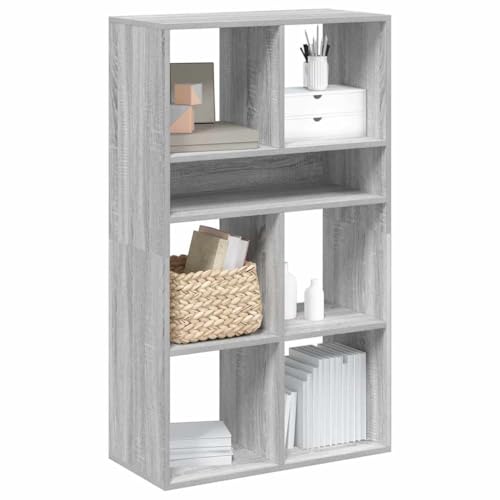 HETFTJN Bücherregal Grau Sonoma 66x31x112 cm Holzwerkstoff Schmaler Hochschrank mit Stilvoller Deko Oberfläche für Wohnzimmer Büro und Balkon von HETFTJN
