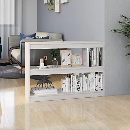 HETFTJN Bücherregal Raumteiler Weiß 100x30x71,5 cm aus Massivholz Kiefer Modernes Design Stabil & Langlebig für Wohnzimmer Büro und Korridor von HETFTJN