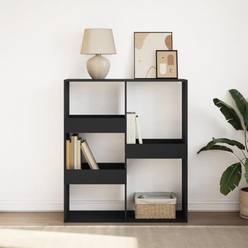 HETFTJN Bücherregal Schwarz 100x33x115 cm Holzwerkstoff 5 Fächer Raumteiler für Wohnzimmer Büro und Korridor von HETFTJN