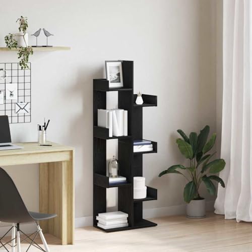 HETFTJN Bücherregal Schwarz Eiche 48x25,5x140 cm Modernes Design Künstlich Behandeltes Holz Viel Stauraum für Wohnzimmer Arbeitszimmer und Büro HETFTJN Bücherregal Schwarz Eiche 48x25,5x140 cm Modernes Design Künstlich Behandeltes Holz Viel Stauraum für Wohnzimmer Arbeitszimmer und Büro von HETFTJN