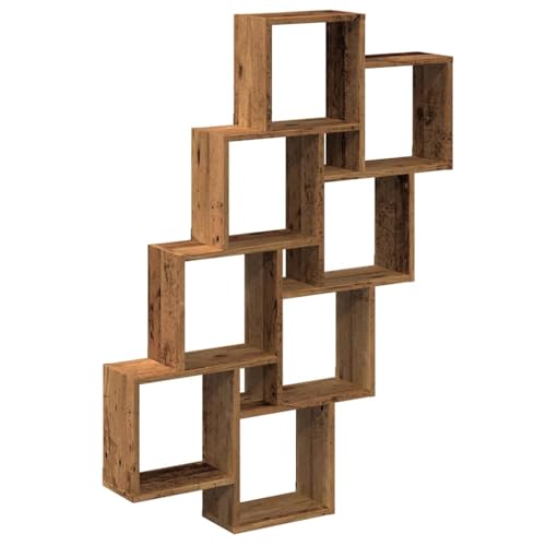 HETFTJN Bücherregal Schwebend Kleines Wandregal Bücherregal Wand Schwebendes Regal - Würfelregal Altholz-Optik 90x15x119,5 cm Holzwerkstoff für Büro Zimmer Outdoor Wohnzimmer HETFTJN Bücherregal Schwebend Kleines Wandregal Bücherregal Wand Schwebendes Regal - Würfelregal Altholz-Optik 90x15x119,5 cm Holzwerkstoff für Büro Zimmer Outdoor Wohnzimmer von HETFTJN