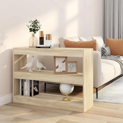 HETFTJN Bücherregal Sonoma Eiche 100x30x72 cm Schmaler Raumteiler mit Elegantem Design Robustes Holzwerkstoff Regal für Wohnzimmer Flur und Mehr von HETFTJN