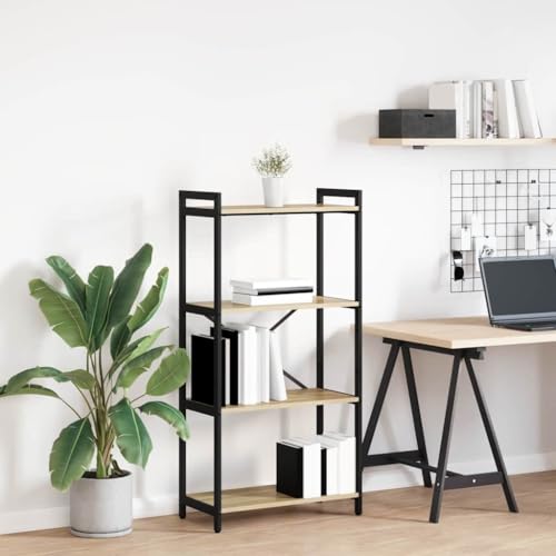 HETFTJN Bücherregal Sonoma Eiche 60x30x118 cm aus MDF und Stahl mit Industriellem Design Offenem Stauraum und Verstellbaren Füßen für Wohnzimmer Büro von HETFTJN