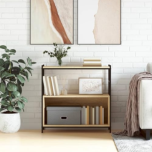HETFTJN Bücherregal Sonoma Eiche 80x 30 x 78 5 cm Holzwerkstoff und Eisen Metallgestell für Stabilität Verstellbare Beine Industrie Design für Wohnzimmer Büro und Flur HETFTJN Bücherregal Sonoma Eiche 80x 30 x 78 5 cm Holzwerkstoff und Eisen Metallgestell für Stabilität Verstellbare Beine Industrie Design für Wohnzimmer Büro und Flur von HETFTJN