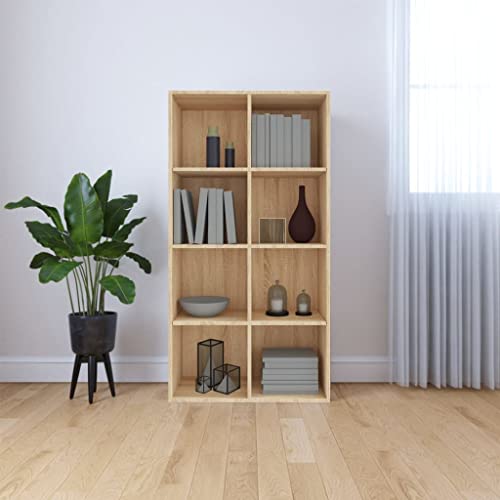 HETFTJN Bücherregal Sonoma Eiche Holzwerkstoff 66x30x130 cm mit 8 Fächern Elegantes Design Robust & Langlebig als Sideboard oder Regal für Wohnzimmer HETFTJN Bücherregal Sonoma Eiche Holzwerkstoff 66x30x130 cm mit 8 Fächern Elegantes Design Robust & Langlebig als Sideboard oder Regal für Wohnzimmer von HETFTJN