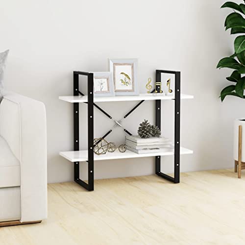 HETFTJN Bücherregal Weiß 80x30x70 cm aus Holzwerkstoff mit 2 Fächern Industrielles Design Robust und Langlebig für Wohnzimmer Büro und Korridor HETFTJN Bücherregal Weiß 80x30x70 cm aus Holzwerkstoff mit 2 Fächern Industrielles Design Robust und Langlebig für Wohnzimmer Büro und Korridor von HETFTJN