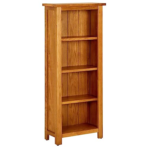 HETFTJN Bücherregal aus massivem Eichenholz 45x22x110 cm Schmaler Hochschrank mit 4 Fächern Rustikales Design für Wohnzimmer und Homeoffice von HETFTJN