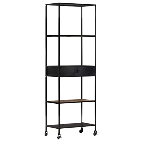 HETFTJN Bücherregal aus robustem Mangoholz mit 4 Böden und Schublade 60x35x180 cm Industrielles Design für Wohnzimmer Büro und Flur HETFTJN Bücherregal aus robustem Mangoholz mit 4 Böden und Schublade 60x35x180 cm Industrielles Design für Wohnzimmer Büro und Flur von HETFTJN