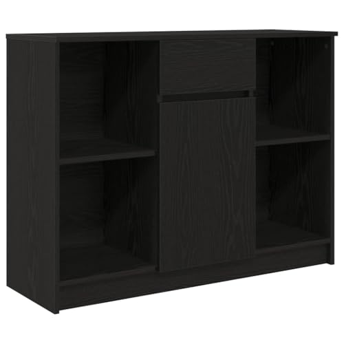 HETFTJN Büroschrank Küchenbuffet Buffetschrank Vorratsschrank Küche Geschirrschrank - Sideboard mit Schublade Schwarz Eichen-Optik 101x35x76 cm für Küche Badezimmer Outdoor Flur von HETFTJN