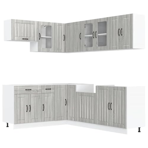HETFTJN Cabinet Apothekerschrank Küche Küchenbuffet Buffetschrank Barschrank - 11-TLG. Küchenschrank-Set Lucca Grau Sonoma Holzwerkstoff für Esszimmer Wohnzimmer Küche Badezimmer HETFTJN Cabinet Apothekerschrank Küche Küchenbuffet Buffetschrank Barschrank - 11-TLG. Küchenschrank-Set Lucca Grau Sonoma Holzwerkstoff für Esszimmer Wohnzimmer Küche Badezimmer von HETFTJN