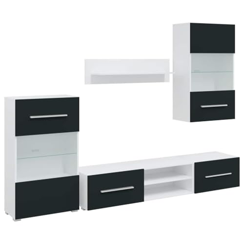 HETFTJN Cabinet Tv Board Tv Ständer Wohnzimmer Möbel - 5-TLG. Wohnwand mit LED-Beleuchtung Matt Indigo Holzwerkstoff für Badezimmer Wohnzimmer Flur Schlafzimmer HETFTJN Cabinet Tv Board Tv Ständer Wohnzimmer Möbel - 5-TLG. Wohnwand mit LED-Beleuchtung Matt Indigo Holzwerkstoff für Badezimmer Wohnzimmer Flur Schlafzimmer von HETFTJN