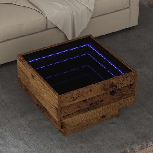 HETFTJN Couchtisch Altholz 50 x 50 x 30 cm Holzwerkstoff Rustikaler Wohnzimmertisch mit Spiegel Multifunktionaler Beistelltisch für Wohnzimmer und Flur HETFTJN Couchtisch Altholz 50 x 50 x 30 cm Holzwerkstoff Rustikaler Wohnzimmertisch mit Spiegel Multifunktionaler Beistelltisch für Wohnzimmer und Flur von HETFTJN