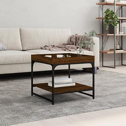 HETFTJN Couchtisch Braun Eichen-Optik 49,5x49,5x45 cm Holzwerkstoff mit Metallgestell – Stilvoller Beistelltisch für Wohnzimmer mit Stauraum HETFTJN Couchtisch Braun Eichen-Optik 49,5x49,5x45 cm Holzwerkstoff mit Metallgestell – Stilvoller Beistelltisch für Wohnzimmer mit Stauraum von HETFTJN