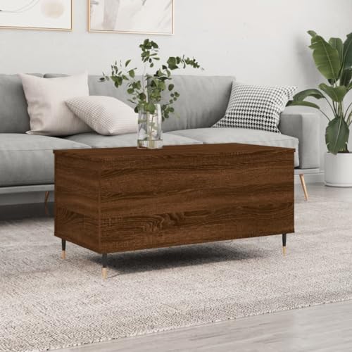 HETFTJN Couchtisch Braun Eichen-Optik Höhenverstellbar mit Stauraum Holzwerkstoff & Metall Moderner Wohnzimmertisch für Couch und Essbereich HETFTJN Couchtisch Braun Eichen-Optik Höhenverstellbar mit Stauraum Holzwerkstoff & Metall Moderner Wohnzimmertisch für Couch und Essbereich von HETFTJN