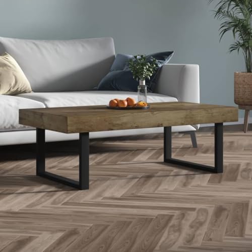 HETFTJN Couchtisch Dunkelbraun und Schwarz 120x60x40 cm aus MDF und Eisen - Robuster Wohnzimmertisch mit Vintage-Design für Couch und Sofa HETFTJN Couchtisch Dunkelbraun und Schwarz 120x60x40 cm aus MDF und Eisen - Robuster Wohnzimmertisch mit Vintage-Design für Couch und Sofa von HETFTJN