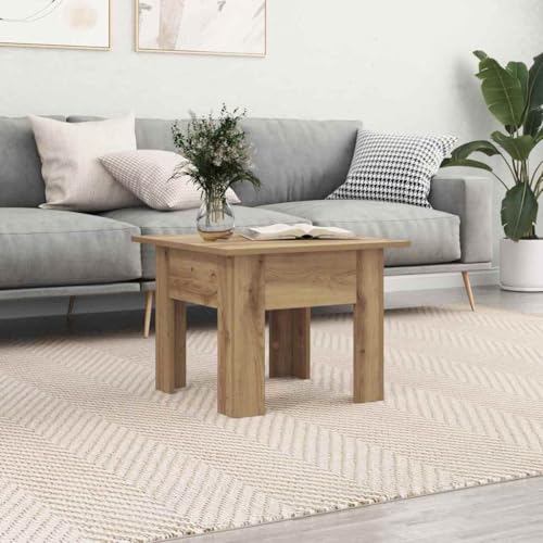 HETFTJN Couchtisch Eiche handwerklich 55 x 55 x 42 cm Holzwerkstoff Moderner Beistelltisch für Wohnzimmer mit minimalistischem Design und robuster Oberfläche von HETFTJN
