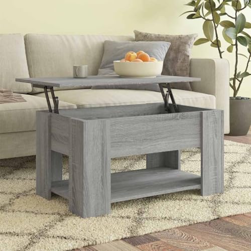 HETFTJN Couchtisch Grau Sonoma Höhenverstellbar Holzwerkstoff Moderner Beistelltisch mit Stauraum für Wohnzimmer, Couch oder Schlafzimmer HETFTJN Couchtisch Grau Sonoma Höhenverstellbar Holzwerkstoff Moderner Beistelltisch mit Stauraum für Wohnzimmer, Couch oder Schlafzimmer von HETFTJN