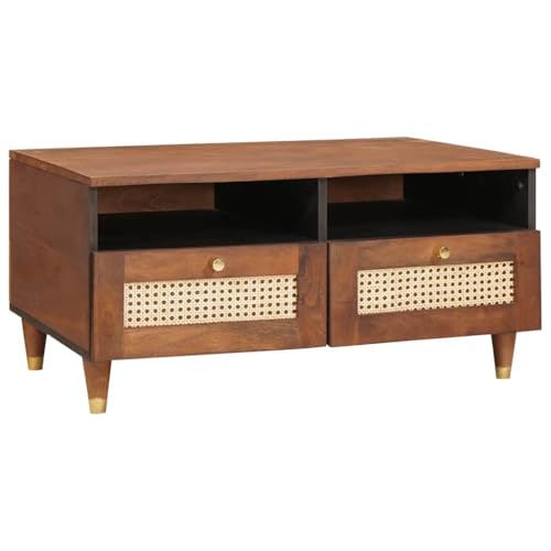 HETFTJN Couchtisch Modern aus Massivem Mangoholz Braun 80 x 54 x 40 cm mit Stauraum und Schubladen - Stilvoller Wohnzimmertisch für Couch und Living Room HETFTJN Couchtisch Modern aus Massivem Mangoholz Braun 80 x 54 x 40 cm mit Stauraum und Schubladen - Stilvoller Wohnzimmertisch für Couch und Living Room von HETFTJN