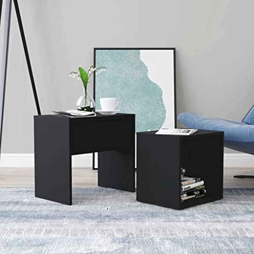 HETFTJN Couchtisch-Set Schwarz 48x30x45 cm Holzwerkstoff Modernes Design Platzsparend für Wohnzimmer Schlafzimmer oder Büro von HETFTJN