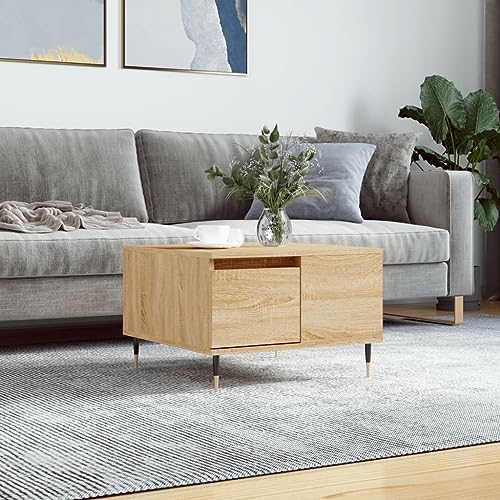 HETFTJN Couchtisch Sonoma-Eiche 55x55x36,5 cm Holzwerkstoff mit Schublade - Moderner Beistelltisch für Wohnzimmer mit Stauraum & Metallbeinen HETFTJN Couchtisch Sonoma-Eiche 55x55x36,5 cm Holzwerkstoff mit Schublade - Moderner Beistelltisch für Wohnzimmer mit Stauraum & Metallbeinen von HETFTJN