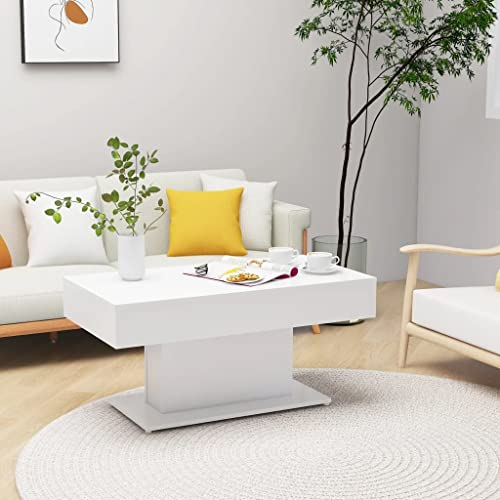 HETFTJN Couchtisch Weiß 96x50x45 cm Holzwerkstoff - Moderner Wohnzimmertisch mit Stabiler Tischplatte, robuster Beistelltisch für Sofa und Flur HETFTJN Couchtisch Weiß 96x50x45 cm Holzwerkstoff - Moderner Wohnzimmertisch mit Stabiler Tischplatte, robuster Beistelltisch für Sofa und Flur von HETFTJN