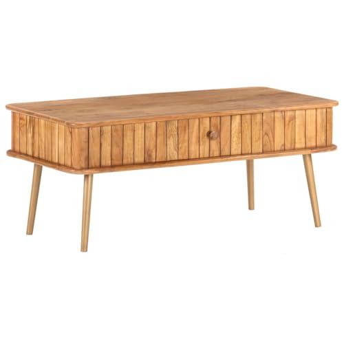 HETFTJN Couchtisch aus Massivholz Akazie 100x50x40 cm mit Schublade - Vintage-Look, stabil & langlebig für Wohnzimmer, Couch oder Flur von HETFTJN
