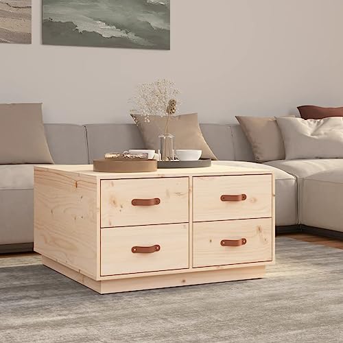 HETFTJN Couchtisch aus Massivholz Kiefer 80x80x45 cm mit 4 Schubladen - Rustikaler Wohnzimmertisch mit Stauraum für Sofa und Flur HETFTJN Couchtisch aus Massivholz Kiefer 80x80x45 cm mit 4 Schubladen - Rustikaler Wohnzimmertisch mit Stauraum für Sofa und Flur von HETFTJN