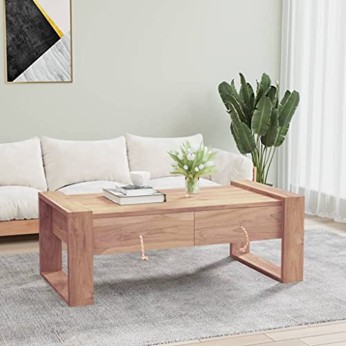 HETFTJN Couchtisch aus Massivholz Teak 110x60x40 cm mit 2 Schubladen - Rustikaler Beistelltisch für Wohnzimmer, Couch oder Schlafzimmer HETFTJN Couchtisch aus Massivholz Teak 110x60x40 cm mit 2 Schubladen - Rustikaler Beistelltisch für Wohnzimmer, Couch oder Schlafzimmer von HETFTJN