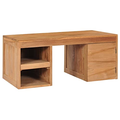 HETFTJN Couchtisch aus Massivholz Teak 90×50×40 cm mit Stauraum - Rustikales Design, Robust und Langlebig für Wohnzimmer, Couch & Flur von HETFTJN