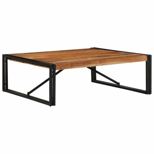 HETFTJN Couchtisch aus massivem Akazienholz 100x100x35 cm mit Eisengestell - Robuster Beistelltisch für Wohnzimmer, Couch oder Flur HETFTJN Couchtisch aus massivem Akazienholz 100x100x35 cm mit Eisengestell - Robuster Beistelltisch für Wohnzimmer, Couch oder Flur von HETFTJN