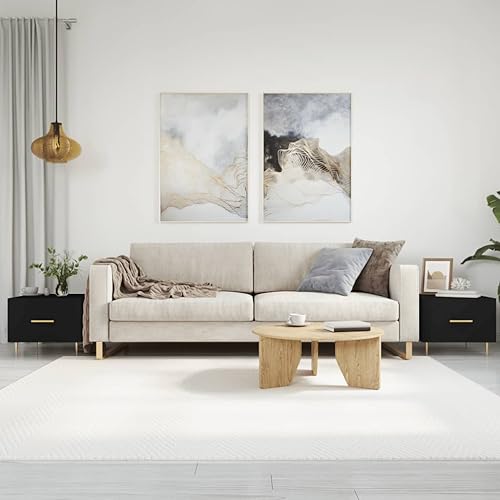 HETFTJN Couchtische 2 STK. Schwarz Holzwerkstoff mit Schublade - Stilvolle Beistelltische für Wohnzimmer, Couch & Schlafzimmer - Robuste Eisenbeine & Stauraum HETFTJN Couchtische 2 STK. Schwarz Holzwerkstoff mit Schublade - Stilvolle Beistelltische für Wohnzimmer, Couch & Schlafzimmer - Robuste Eisenbeine & Stauraum von HETFTJN