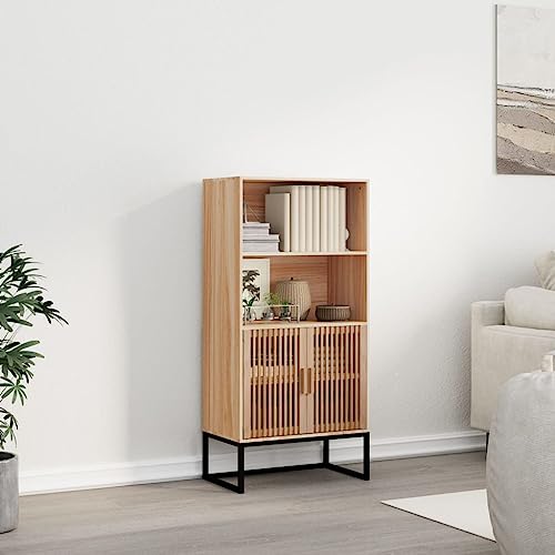 HETFTJN Highboard 60x35x125 cm aus Holzwerkstoff mit Kiefernholz Türen und Eisenfüßen Stilvolles Möbelstück für Wohnzimmer Küche und Flur HETFTJN Highboard 60x35x125 cm aus Holzwerkstoff mit Kiefernholz Türen und Eisenfüßen Stilvolles Möbelstück für Wohnzimmer Küche und Flur von HETFTJN