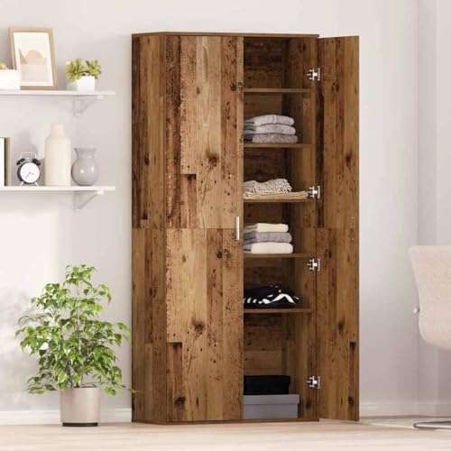 HETFTJN Highboard Altholz 80x35x180 cm Braun Holzwerkstoff mit 2 Türen und 4 Regalen Rustikales Design Matt Oberfläche für Wohnzimmer Schlafzimmer und Büro HETFTJN Highboard Altholz 80x35x180 cm Braun Holzwerkstoff mit 2 Türen und 4 Regalen Rustikales Design Matt Oberfläche für Wohnzimmer Schlafzimmer und Büro von HETFTJN