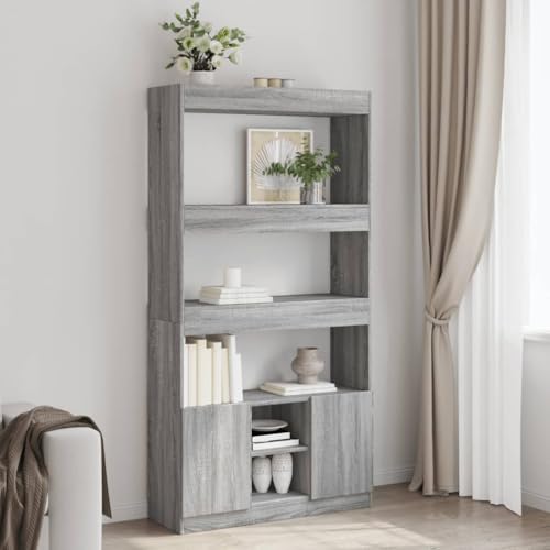 HETFTJN Highboard Grau Sonoma 92x33x180 cm Holzwerkstoff mit Stauraum als Bücherregal und Schrank für Wohnzimmer Büro HETFTJN Highboard Grau Sonoma 92x33x180 cm Holzwerkstoff mit Stauraum als Bücherregal und Schrank für Wohnzimmer Büro von HETFTJN