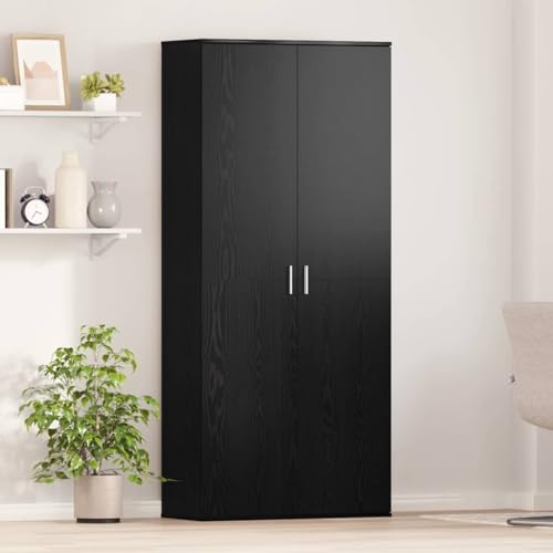 HETFTJN Highboard Schwarz Eiche Moderner Stauraumschrank 80x35x180 cm Holzwerkstoff Matt für Wohnzimmer und Schlafzimmer HETFTJN Highboard Schwarz Eiche Moderner Stauraumschrank 80x35x180 cm Holzwerkstoff Matt für Wohnzimmer und Schlafzimmer von HETFTJN