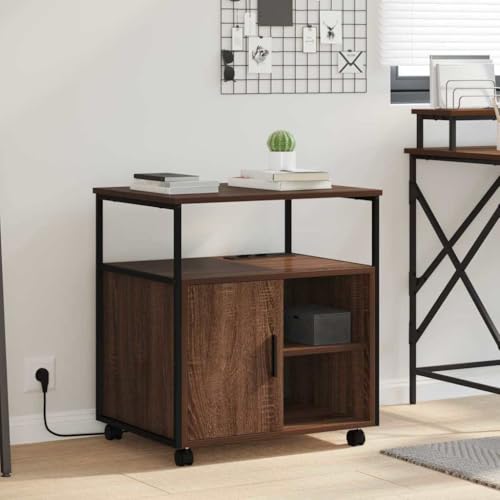 HETFTJN Home Office Schrank 60x46x67 cm Braune Eiche Holzwerkstoff Moderner Büroschrank mit Regalen und Stahlbeinen für Arbeitszimmer und Home Office HETFTJN Home Office Schrank 60x46x67 cm Braune Eiche Holzwerkstoff Moderner Büroschrank mit Regalen und Stahlbeinen für Arbeitszimmer und Home Office von HETFTJN