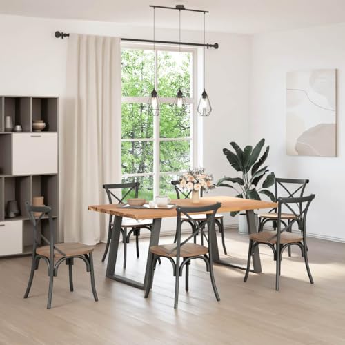 HETFTJN Kitchen Table Arbeitsplatte Küche Beistelltische Fürs Wohnzimmer Bierpong Tische - Esstisch mit Baumkanten 180x100x74 cm Massivholz Eiche Rechteck für Campingplatz Wohnzimmer Konferenzraum von HETFTJN