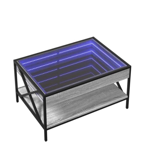 HETFTJN Kitchen Table Beistelltisch Couch Schreibtisch Coutchtisch - Couchtisch mit Infinity-LED Grau Sonoma 70x50x38 cm für Schlafzimmer Wohnzimmer Garten Flur HETFTJN Kitchen Table Beistelltisch Couch Schreibtisch Coutchtisch - Couchtisch mit Infinity-LED Grau Sonoma 70x50x38 cm für Schlafzimmer Wohnzimmer Garten Flur von HETFTJN