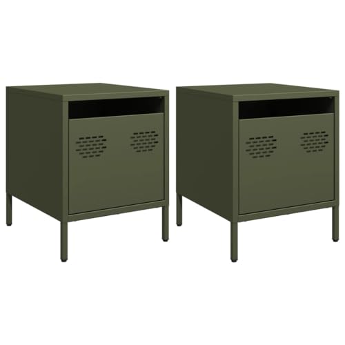 HETFTJN Kleiner Nachttisch Nachtschrank Nachtschränkchen Beistelltische - Nachttische 2 STK. Olivgrün 35x39x43,5 cm Stahl für Balkon Jugendzimmer Schlafzimmer Wohnzimmer HETFTJN Kleiner Nachttisch Nachtschrank Nachtschränkchen Beistelltische - Nachttische 2 STK. Olivgrün 35x39x43,5 cm Stahl für Balkon Jugendzimmer Schlafzimmer Wohnzimmer von HETFTJN